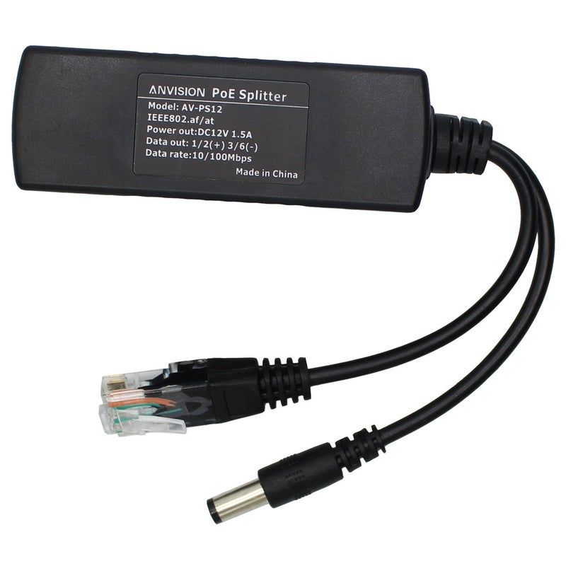 ANVISION 4-Pack 12V DC Output Active PoE Splitter Adapter, IEEE 802.3af, 10/100Mbps, for IP Camera AP Voip Phone and More, AV-PS12 - Image 4